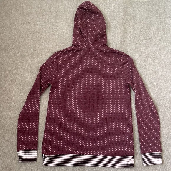 Staccato Womens Hoodie Small Burgundy White Polka Dots Stripes Pullover - Picture 7 of 7